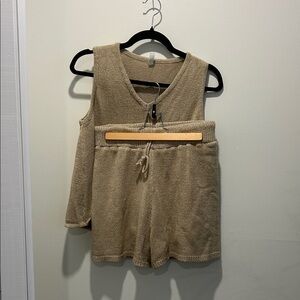 Wishlist Beige Knit Tank Top and Shorts Set